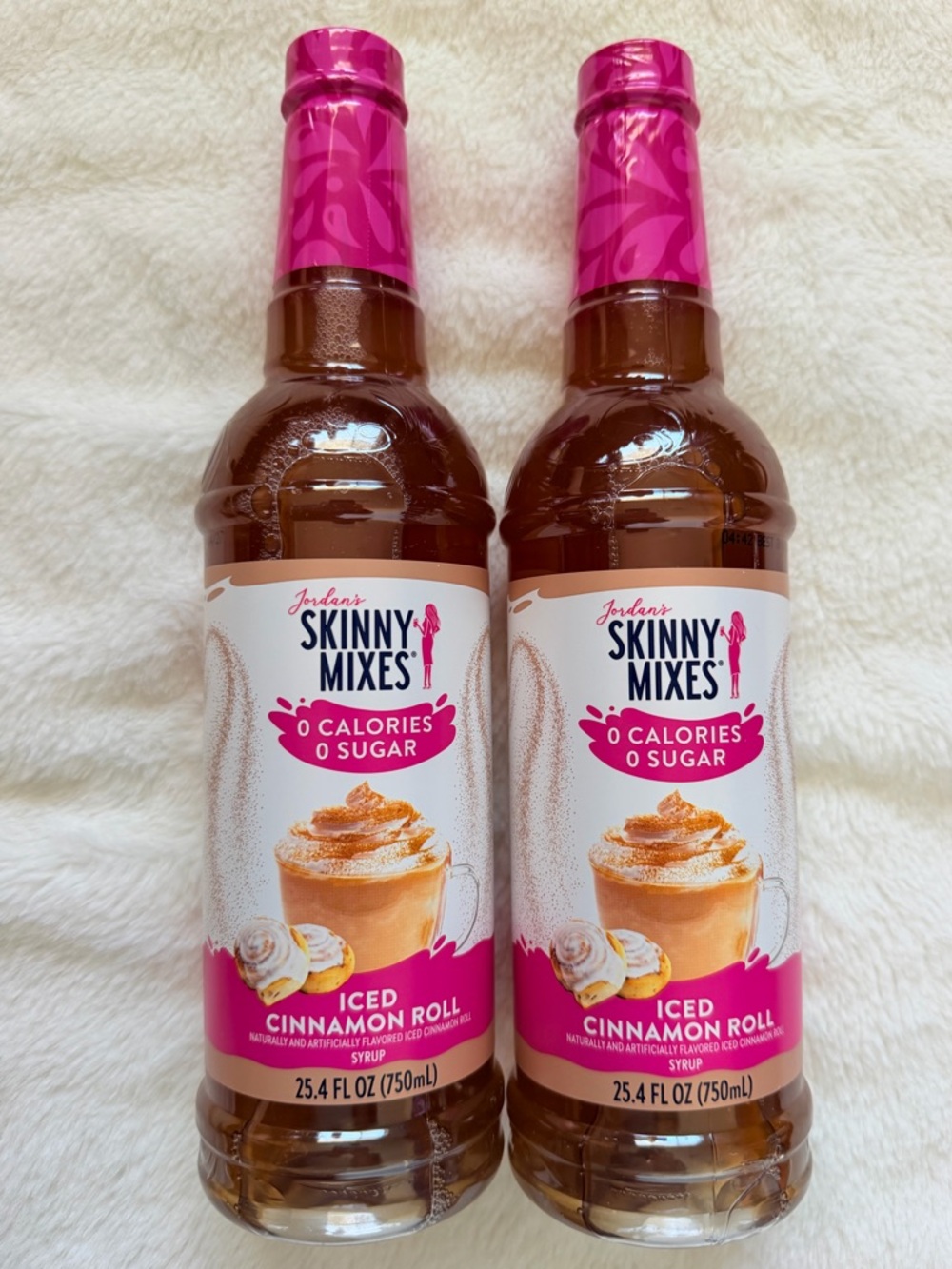 Jordan's Skinny Mixes Iced Cinnamon Roll Syrup - Lot of 2 - Zero Sugar & Calorie